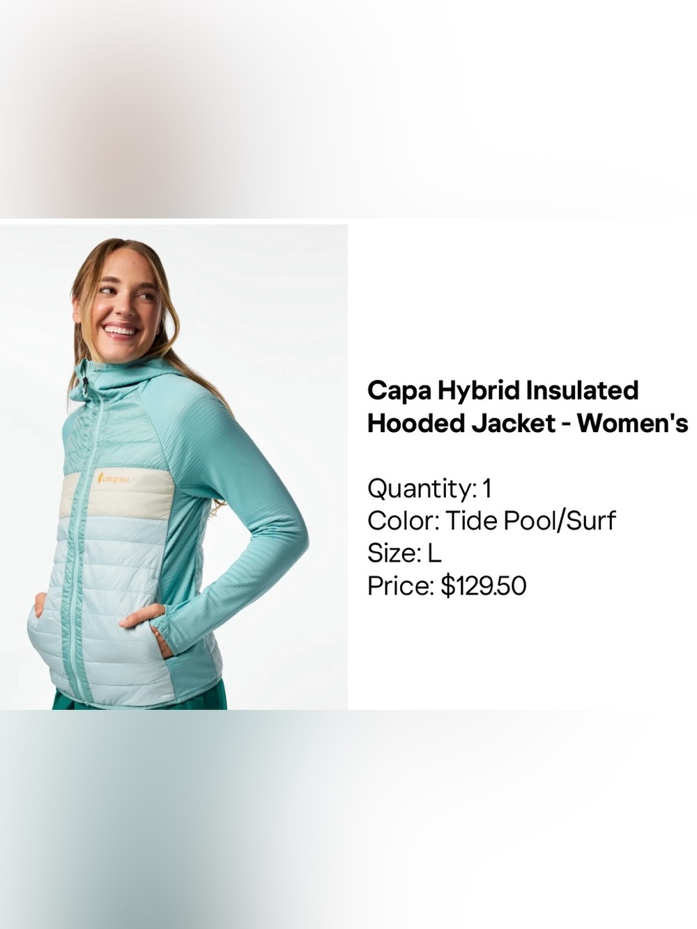 NWOTs Cotopaxi Capa Hybrid Hooded Jacket - Tide Pool/surf